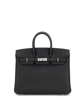 Hermes Birkin 25 Black Silver Togo Handbag